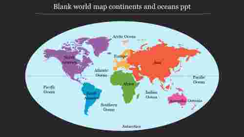 blank world map continents and oceans ppt-Style 1